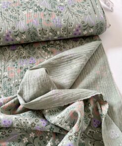 Double Gauze Wiesenblumen in Mint und Purple