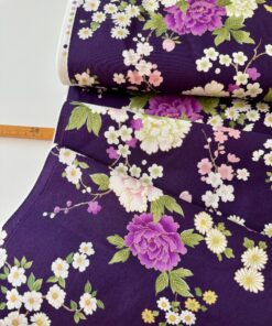 Chrysanthemen & Kirschblüten Shirting by Kokka