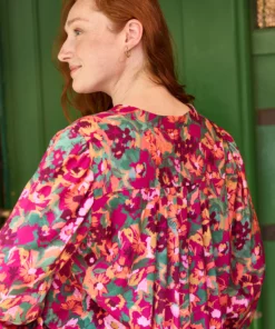 Alternative view of Fuchsia and green flower viscose, Atelier Jupe