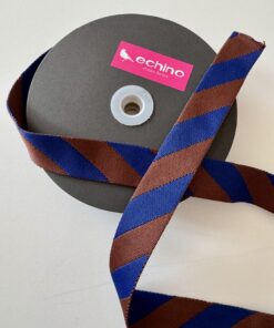 Kokka - Echino Gurtband gestreift in Braun / Blau