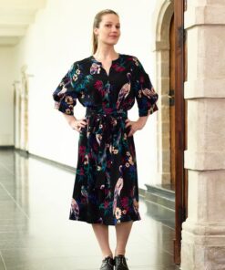 Black viscose with flowers and birds, Atelier Jupe – Bild 3